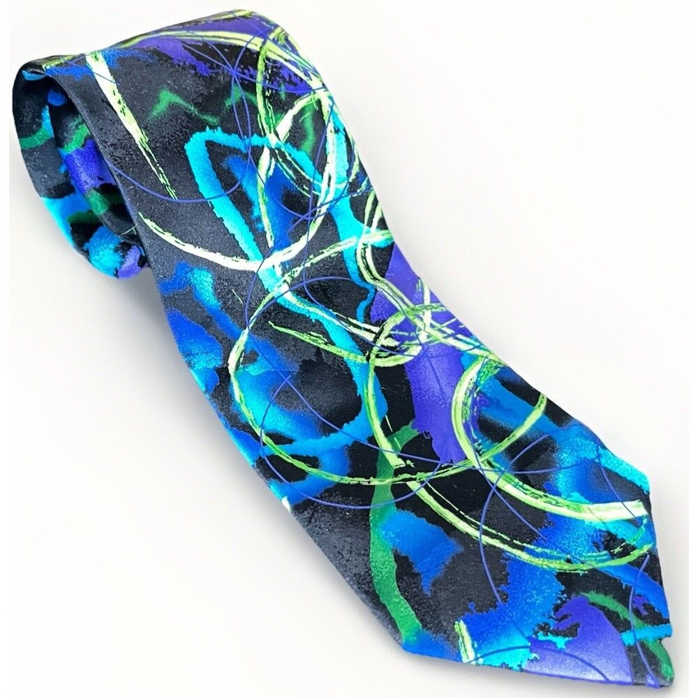 Garcia Last Birthday Collection #71 Abstract Brushstroke Black Teal Purple Green